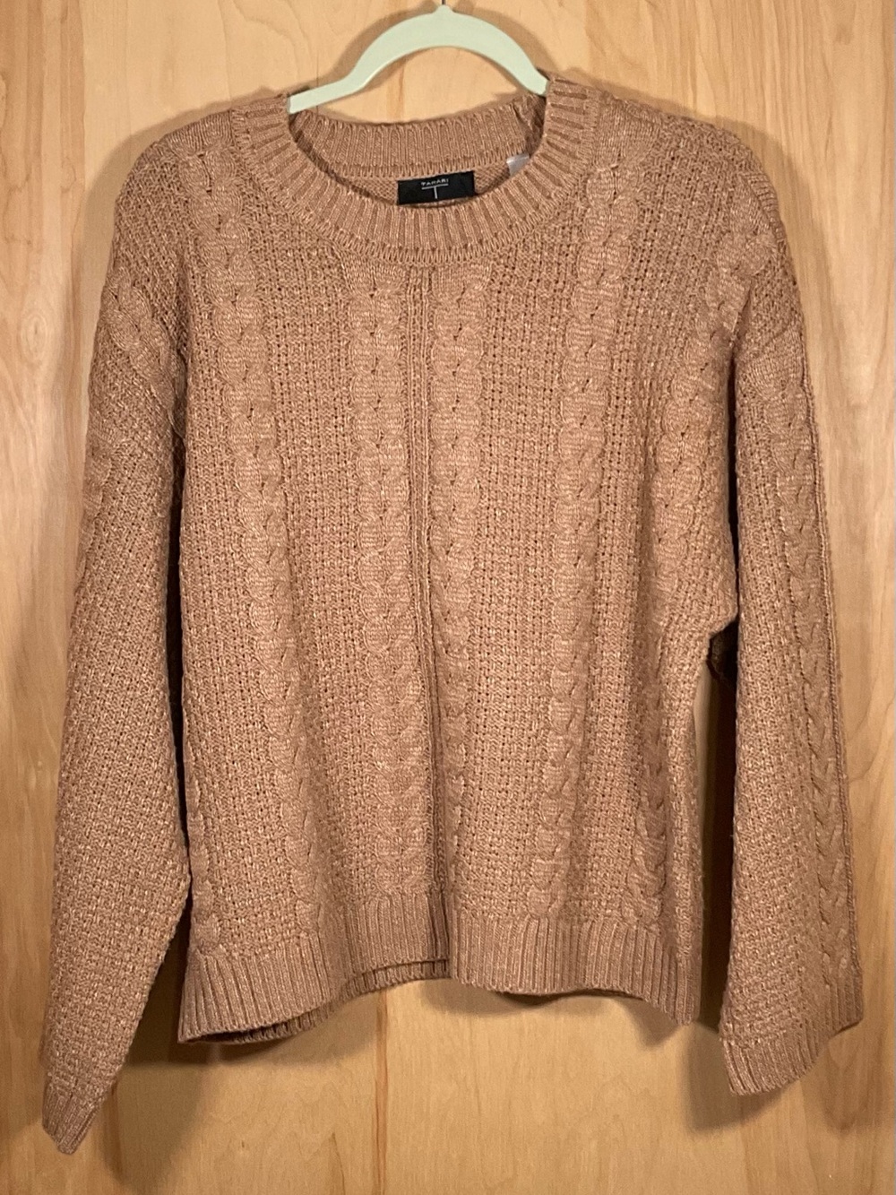 Tahari Latte Colored Cable Knit Crewneck Sweater - NWT